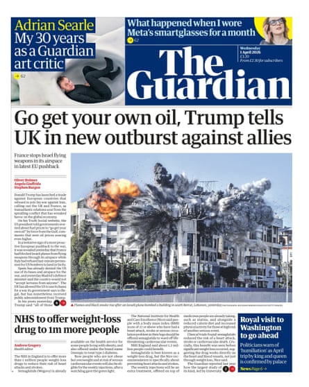 The Guardian front page