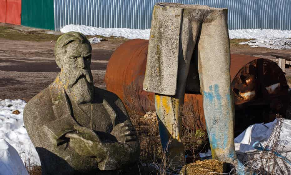 The statue of Friedrich Engels in eastern Ukraine last year.