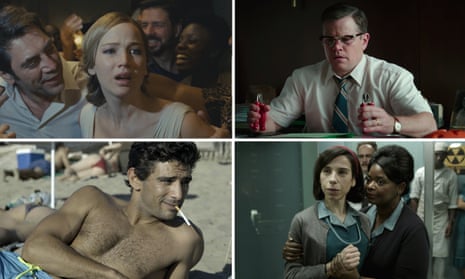 Awards hopefuls … clockwise from top left, Mother!, Suburbicon, The Shape of Water and Mektoub, My Love: Canto Uno