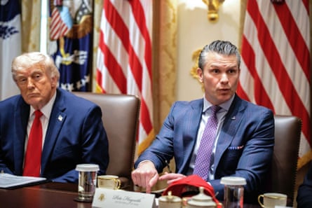 Trump and Hegseth last month.