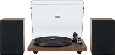 a turntable and speakers
