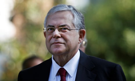 Former Greek prime minister Lucas Papademos, who sustained wounds to his right thigh and upper body.