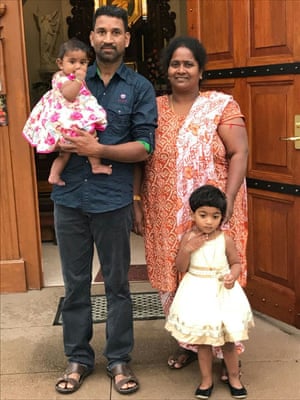 Tamil asylum seekers Nadesalingam and Priya and their Australian-born daughters, Tharunicaa and Kopika