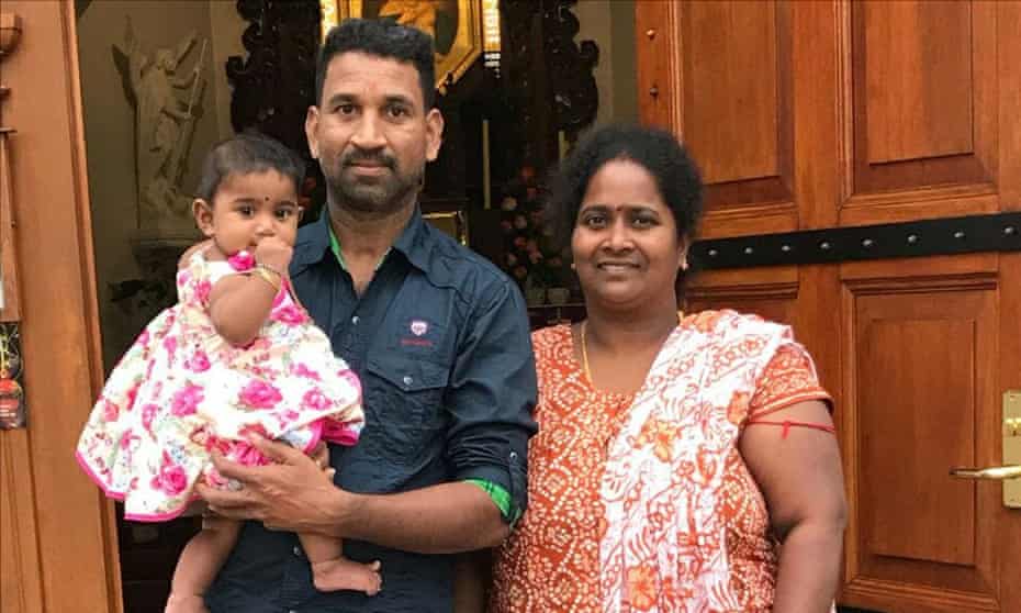 Tamil asylum seeker husband and wife Nades and Priya and one of their Australian-born daughters Tharunicaa