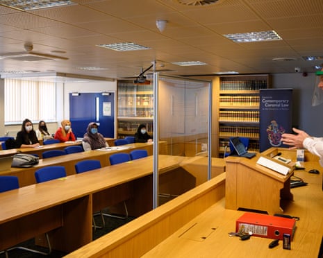 Lecturer teaches law students in October 2020.