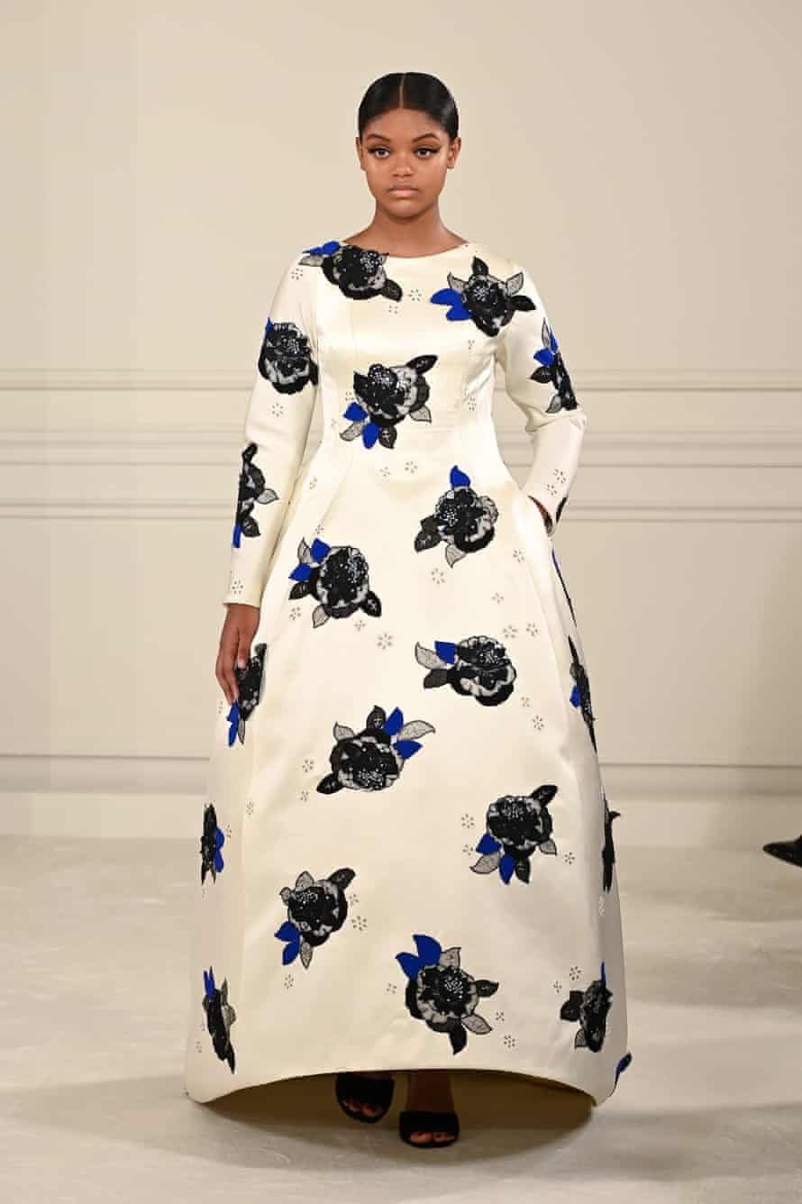 A model walks the runway during the Valentino Haute Couture Spring/Summer 2022 show as part of Paris Fashion Week