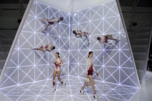 A model presents a design during the Anya Hindmarch show at London fashion week.