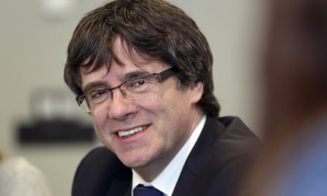 Carles Puigdemont attends a meeting in April of his party, Junts per Catalunya (Together for Catalonia), in Berlin.