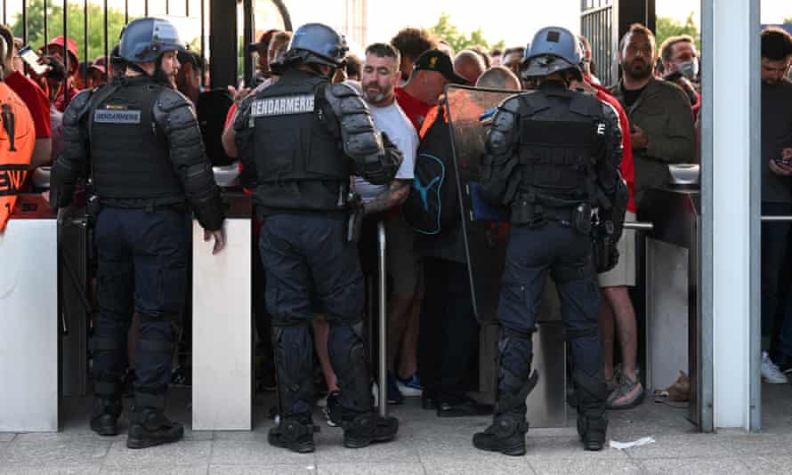 Liverpool supporters enter the stadium in Paris for the game against Real Madrid