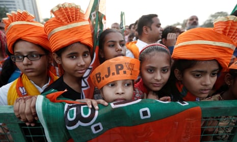 Supporters of Modi’s Bharatiya Janata party at a rally in New Delhi.