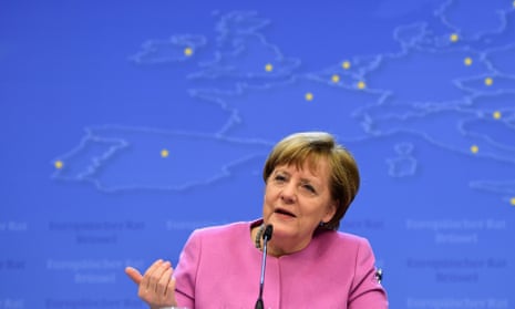German chancellor Angela Merkel addresses a press conference at end of the summit.