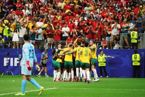 Australia celebrates going level.
