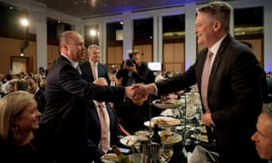 Federal treasurer Josh Frydenberg (L) shakes hands with the finance minister Mathias Cormann as he arrives to deliver his budget address at National Press Club on 3 April 2019 in Canberra, Australia.