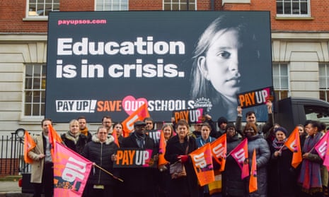Mary Bousted, centre, joint general secretary of the National Education Union, launches its advertising campaign in London last week