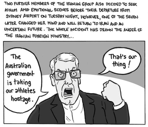 A cartoon about Iran and the Women’s Asian Cup, panel 5