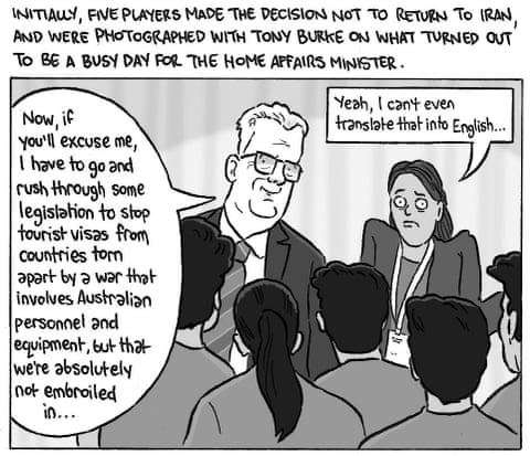 A cartoon about Iran and the Women’s Asian Cup, panel 3