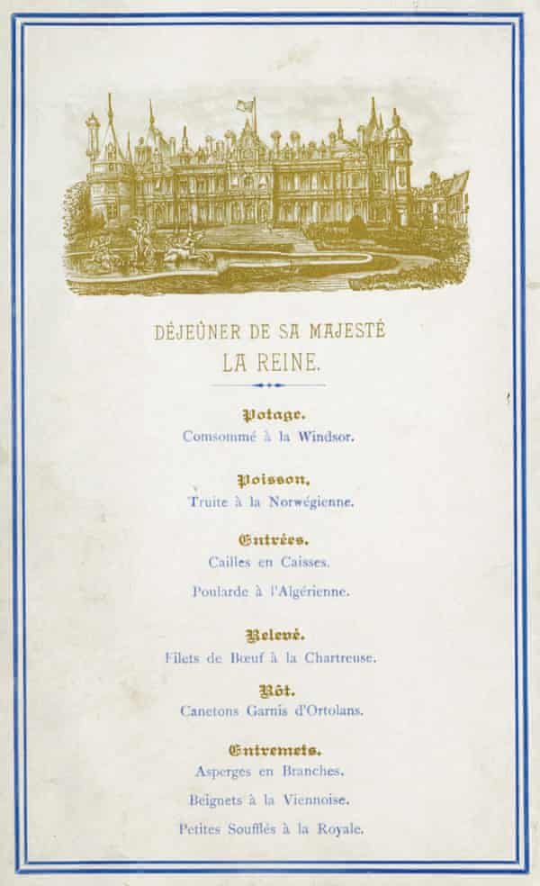 The lunch menu from Queen Victoria’s visit to Waddesdon in 1890.