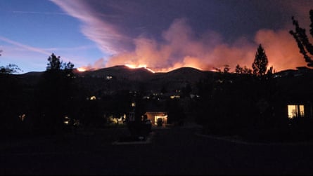 Smoke and flames rise from Hawk fire in Nevada on 22 August.