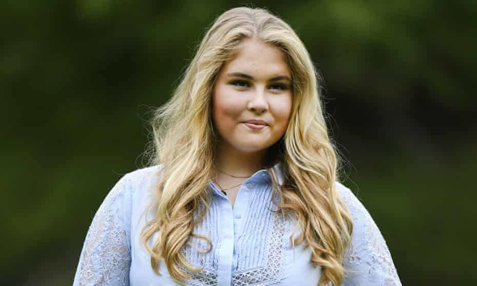 Princess Amalia poses in the garden of the royal palace in the Hague, Netherlands.