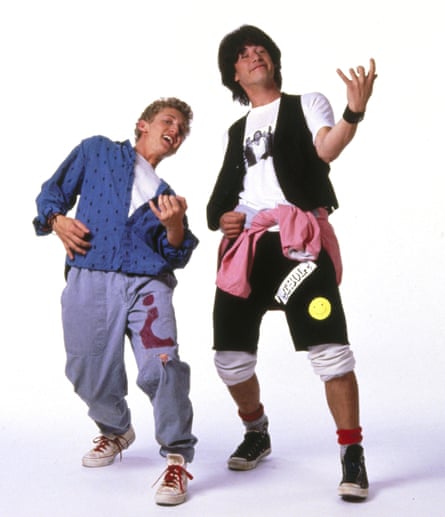 Bill and Ted play air guitar