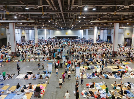 People in a temporary shelter in Hangzhou, China