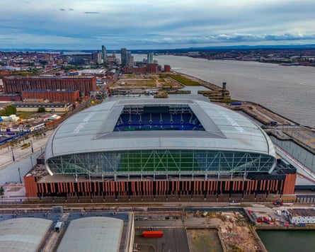 Everton’s Hill Dickinson Stadium on the Mersey. Liverpool, seen from the air.