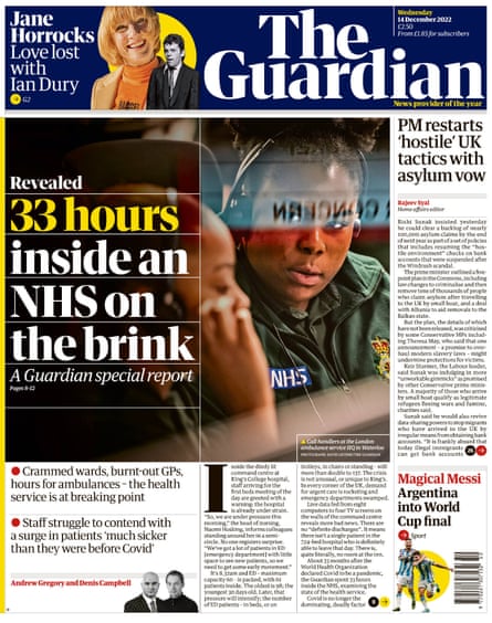 Guardian front page 14 December