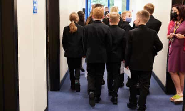 The first day of the semester for 7th graders in Wales High School near Rotherham in 2021.