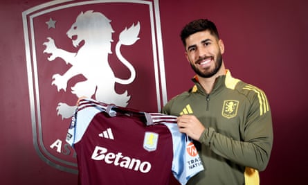 Marco Asensio of Aston Villa poses for a picture at Bodymoor Heath training ground.