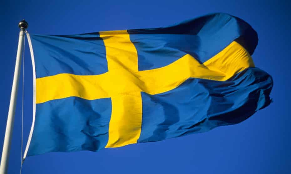 A Swedish flag flies in Stockholm.