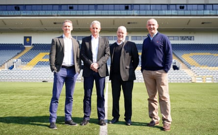 Worcester Warriors CEO Stephen Vaughan, Worcester Warriors Owner Christopher Holland, Tier 2 Chairman Simon Gillham and RFU Director of Performance Conor O’Shea