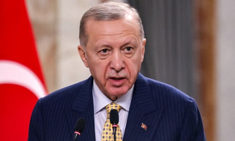 Close up of Turkish president Recep Tayyip Erdoğan