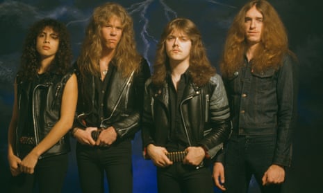 From left, Kirk Hammett, James Hetfield, Lars Ulrich and Cliff Burton of Metallica in 1985.