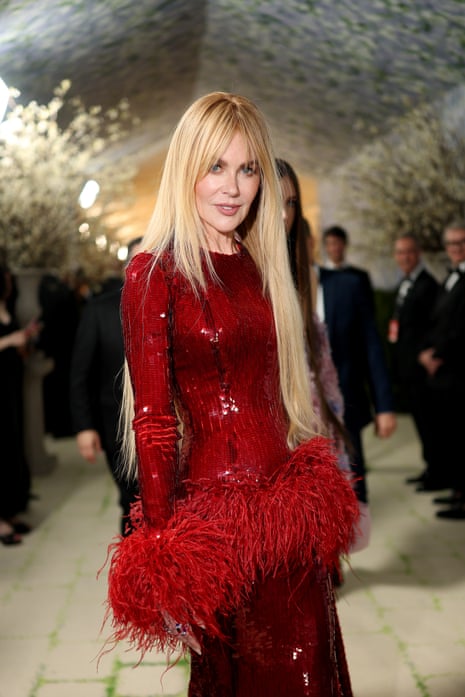 woman in sequin red dress