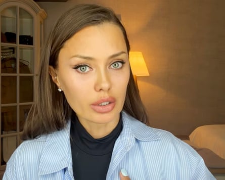 Screenshot from Victoria Bonya’s video of her talking into camera