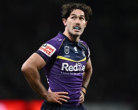 Nick Meaney looks on while playing for Melbourne Storm