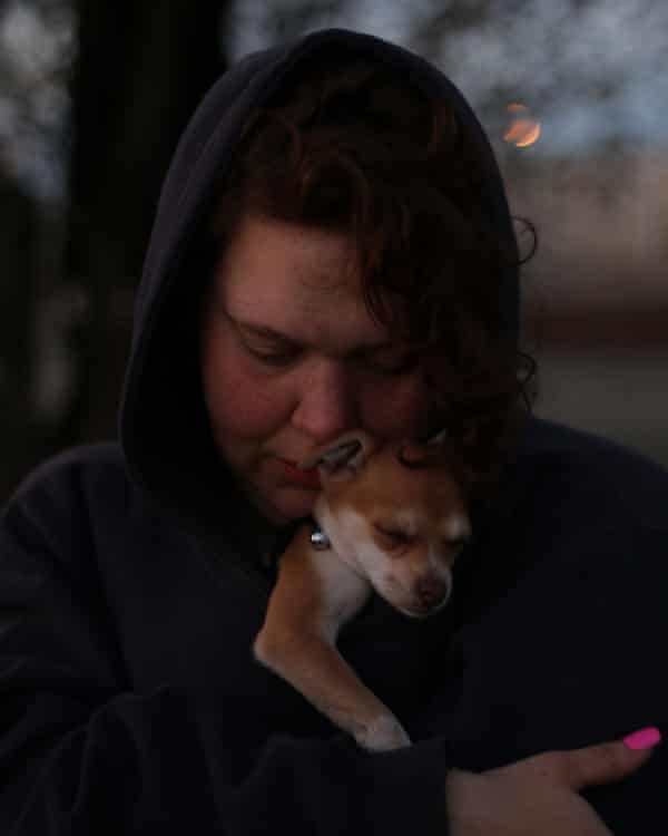Devani Riggs and her dog, Zaya, in Patterson, California.