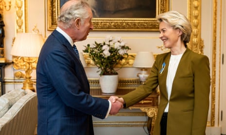 Ursula von der Leyen was welcomed to Windsor Castle on Monday, and took tea with King Charles.