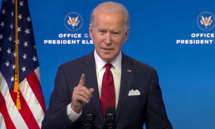 Joe Biden speaks in Wilmington, Delaware.