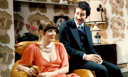 Alison Steadman as Beverly and Tim Stern as her husband Laurence in Abigail’s Party, 1977
