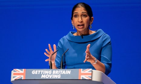 Suella Braverman addresses the Conservative party conference on 4 October.