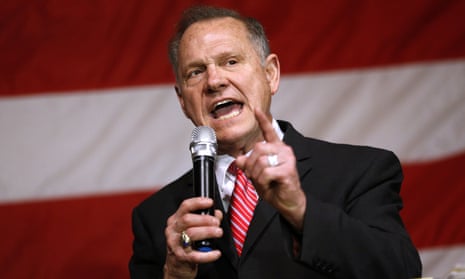 Roy Moore speaks during a campaign event in Fairhope, Alabama.