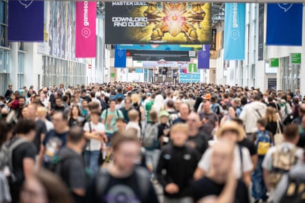 A packed convention centre at Gamescom in Cologne, Germany.