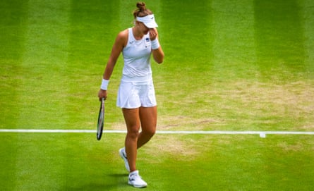Beatriz Haddad Maia tries to hold back the tears as her Wimbledon campaign comes to a premature end