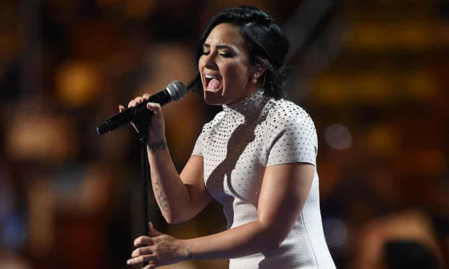 Lovato performing at the 2016 Democratic National Convention in Philadelphia.