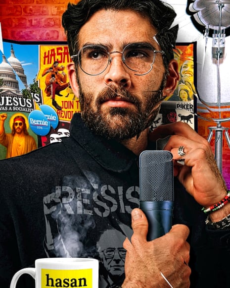 Illustration of Piker at a microphone.