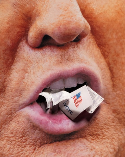 Trump chomping on a ballot box