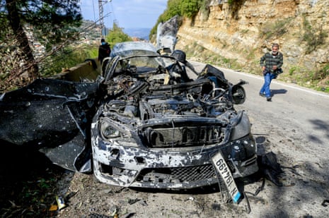 The car the three journalists were travelling in near Jezzine was destroyed by an Israeli missile.