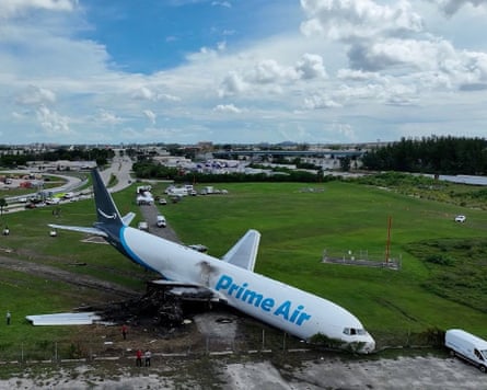 A drone view of the plane crash.