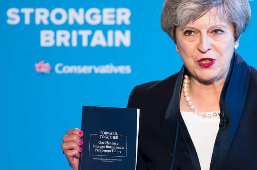 Theresa May launching the 2017 Conservative election manifesto.